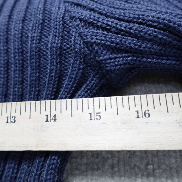 Woolly Pully Sweater Small Blue Solid V-Neck Elbow Patches Commando Epaulets - Picture 5 of 7